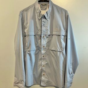 L.L. Bean Men’s Fishing Outdoors Shirt Blue Button Down Long Sleeve Vented
